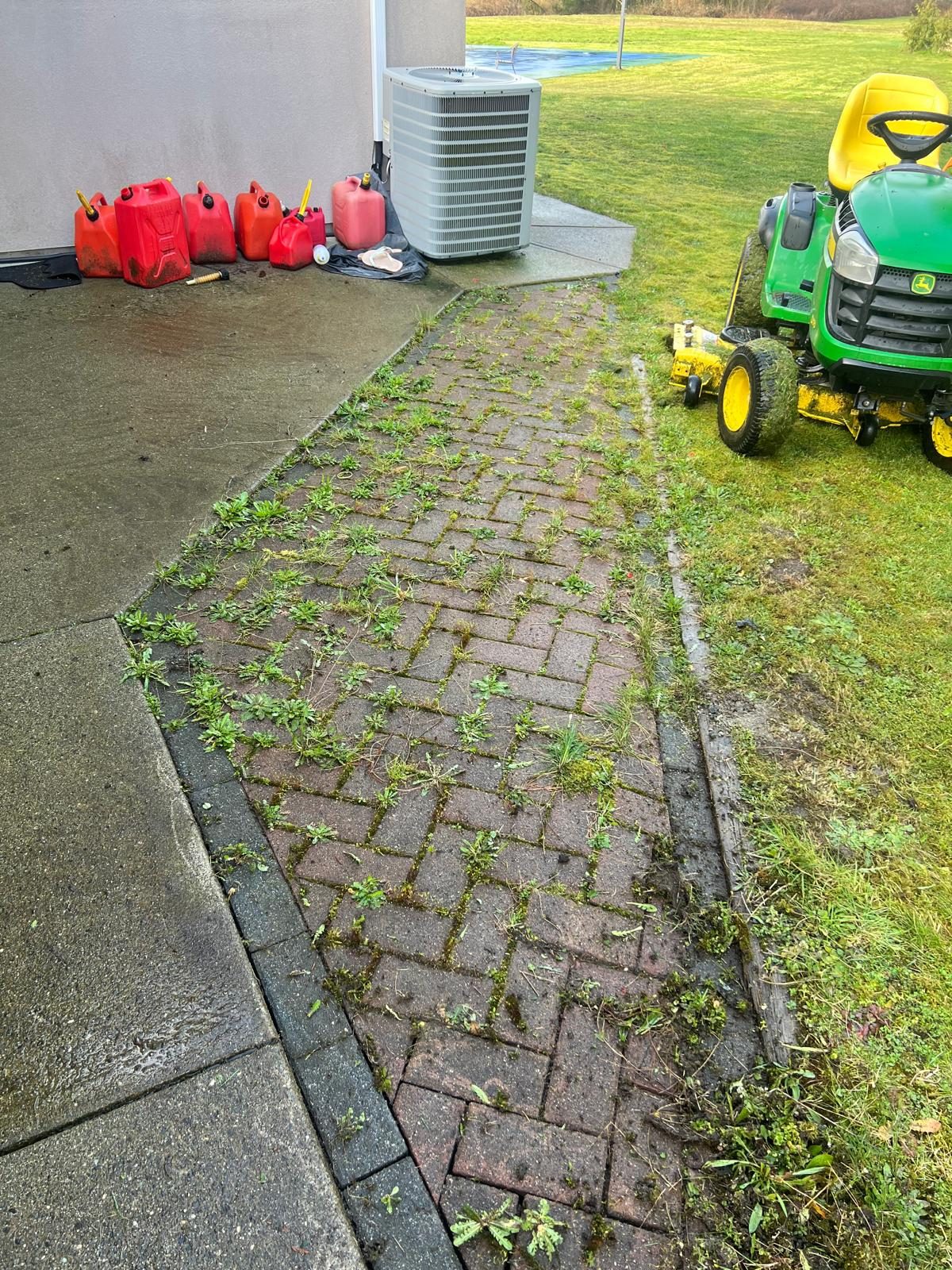 Paver path before pressure washing by Cleany X