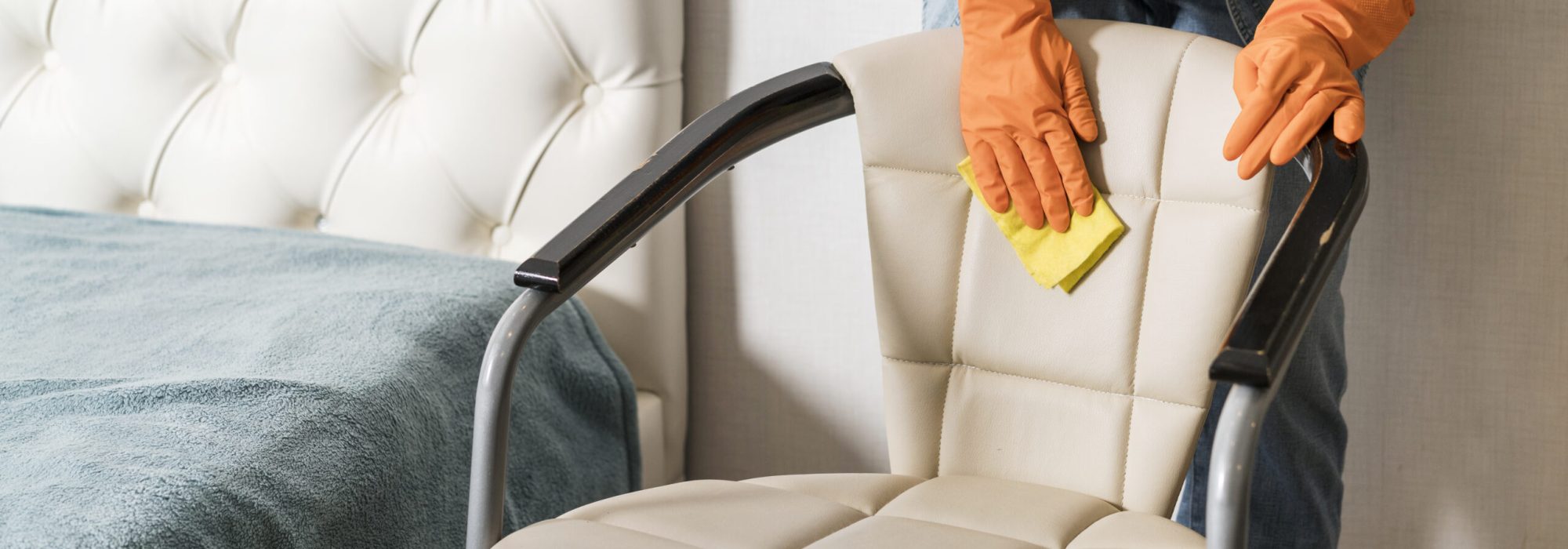 front-view-woman-cleaning-chair